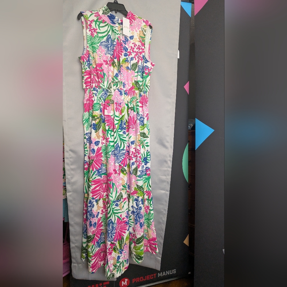 LILLY PULITZER MARCELA VIBRANT FLORAL MAXI DRESS, Size XL NWT